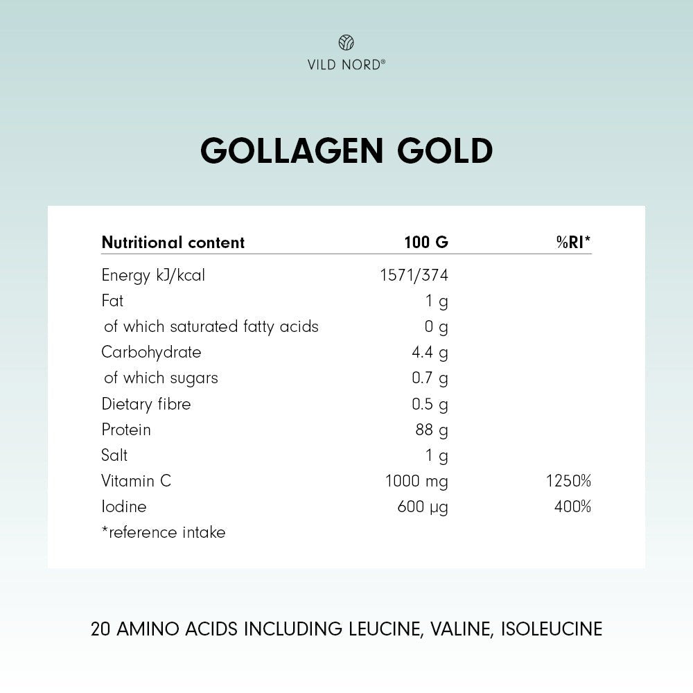 COLLAGEN GOLD - Vild Nord - marine collagen - vild nord collagen gold - gold collagen - kollagen - collagen pulver